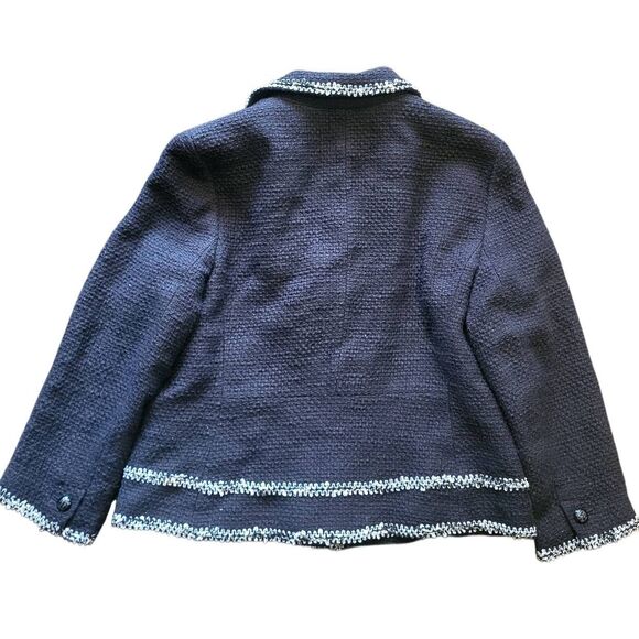 Talbots Jacket Women's 12 Black Cotton Tweed Contrast Trim Dress Business - Picture 3 of 7